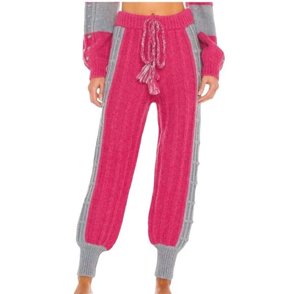 Loveshackfancy Landana Pink Knit Jogger Lounge Sleep Yoga Pants Size XS NWT - Picture 2 of 12